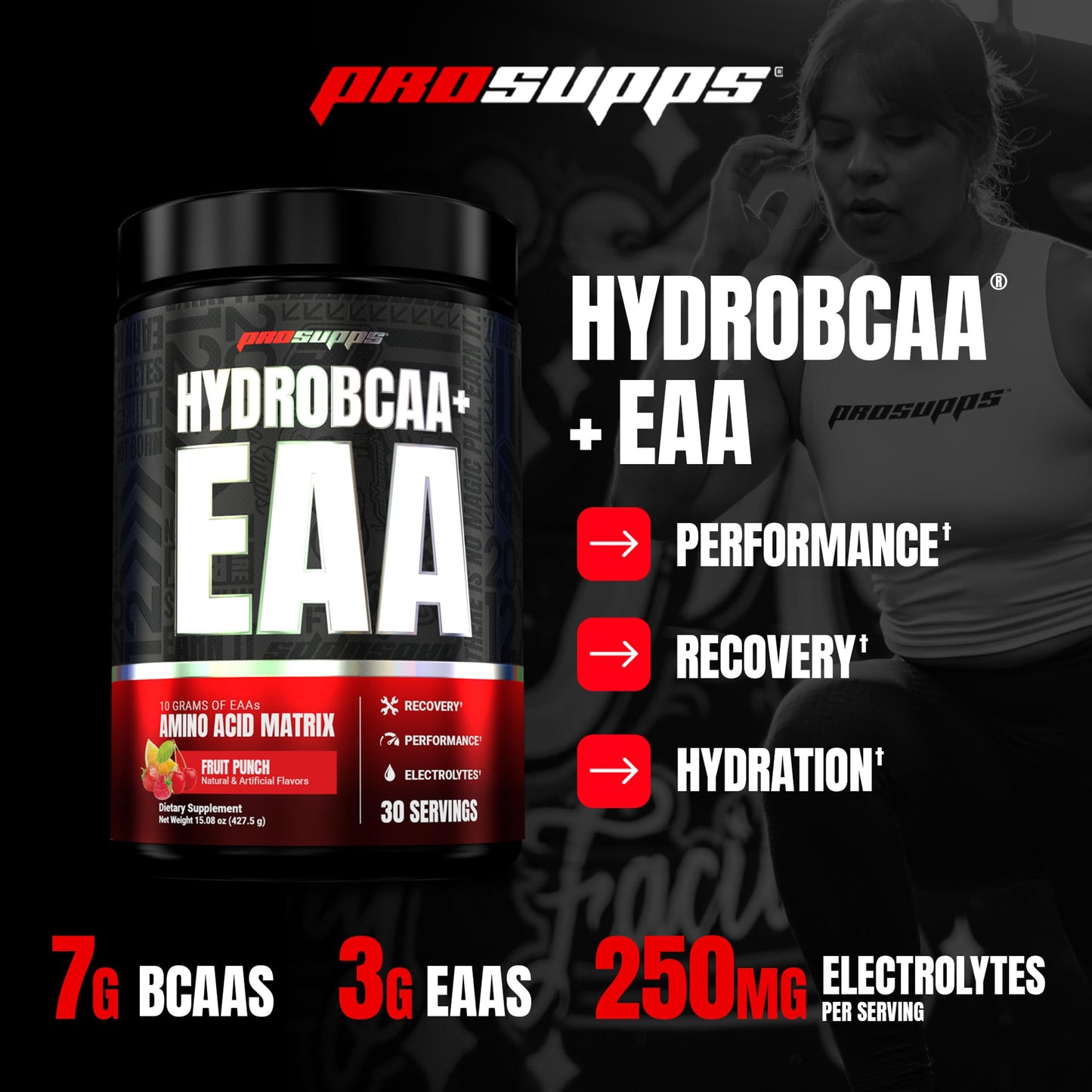 ProSupps HydroBCAA Essential Amino Acids Powder, Fruit Punch - Workout Supplement with BCAA, EAAs & Electrolytes for Hydration & Recovery - Stimulant-Free, Soy & Gluten-Free - 30 Servings