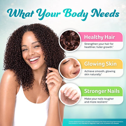 Biotin | Collagen| Keratin 60ct Hair Skin & Nails Vitamin For Women and Men
