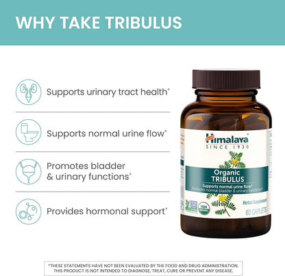 Himalaya Organic Tribulus Terrestris - Herbal Supplement for Bladder Control, Male Endurance, Prostate, and Libido Support - Vegan, Non-GMO, Gluten Free, 688 mg, 60 Caplets