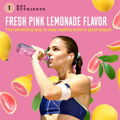 KEY NUTRIENTS Multivitamin Electrolytes Powder No Sugar - Fresh Pink Lemonade