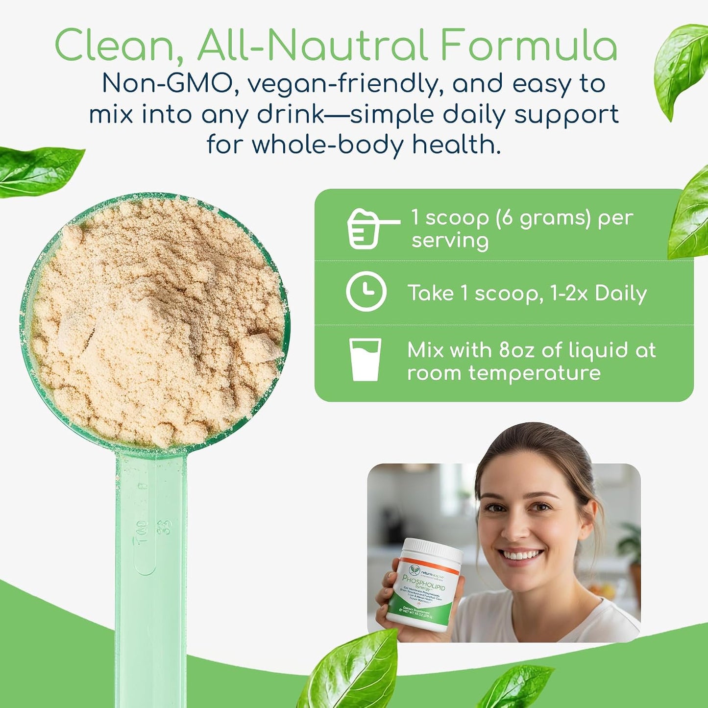 Phospholipid Synergy Powder | Antioxidant Powder for Cellular Repair | Brain Supplements for Memory and Focus | Liver Detox Supplements with an Advance Cleansing Formula | 270 g