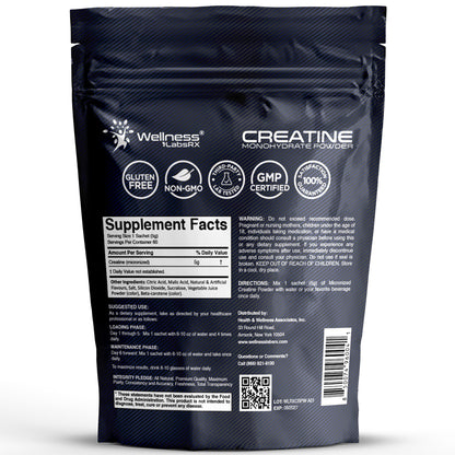 WELLNESS LABSRX Creatine Monohydrate Powder Sachets 300g – Fruit Punch Flavor Micronized Creatine Powder Supplement, Creatine for Women and Men, Supports Strength, Energy, Performance - 60 Servings