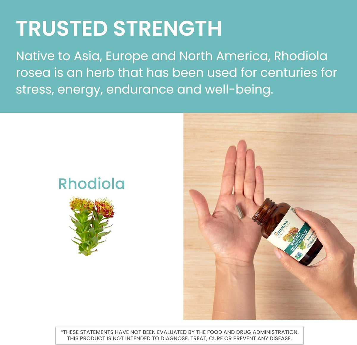 Himalaya Rhodiola Rosea Extract - Herbal Rhodiola Rosea Supplements for Supporting Stress Relief, Energy, and Exercise Endurance - Vegan, Gluten Free, 250 mg, 60 Capsules