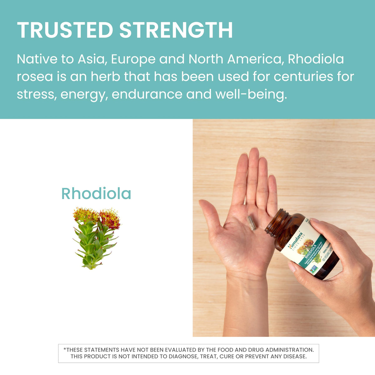 Himalaya Rhodiola Rosea Extract - Herbal Rhodiola Rosea Supplements for Supporting Stress Relief, Energy, and Exercise Endurance - Vegan, Gluten Free, 250 mg, 60 Capsules