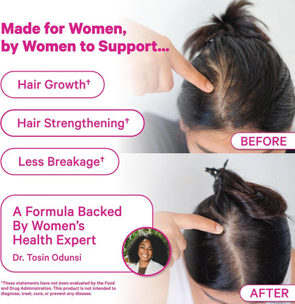 Pink Stork Postpartum Hair Loss Gummies, 60 Count | Biotin, Pantothenic Acid, Vitamin E, B6, B12, Breastfeeding-Friendly, Hair Growth + Regrowth Support
