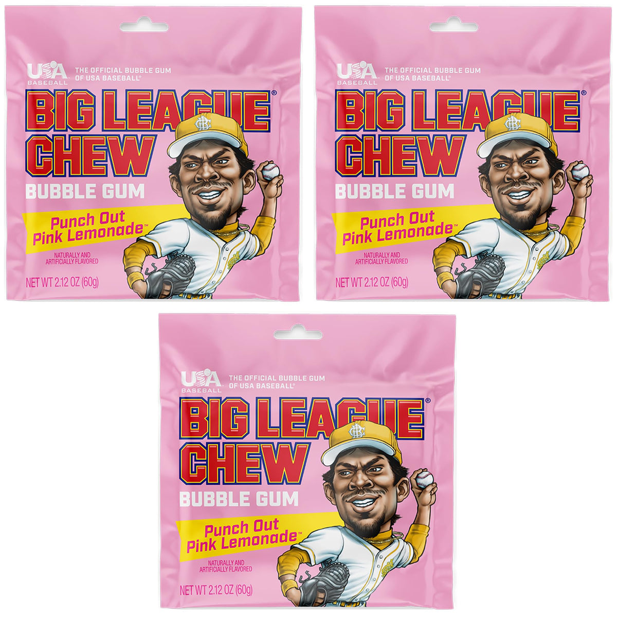 Big League Chew Original - Chewing Bubble Gum Pack of 3, 2.12 oz