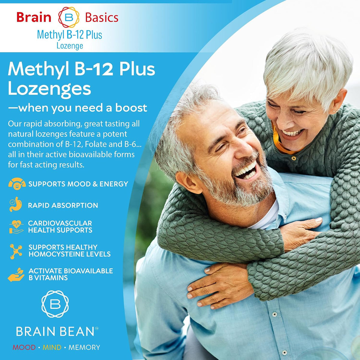 Extra Strength Methyl B-12 & Methyl Folate – 60 Chewable Tablets, Orange Citrus Flavor – High Potency Bioactive B-12 Vitamin & B9 Folate Supplement for Energy, Brain, Heart & Nerve Support