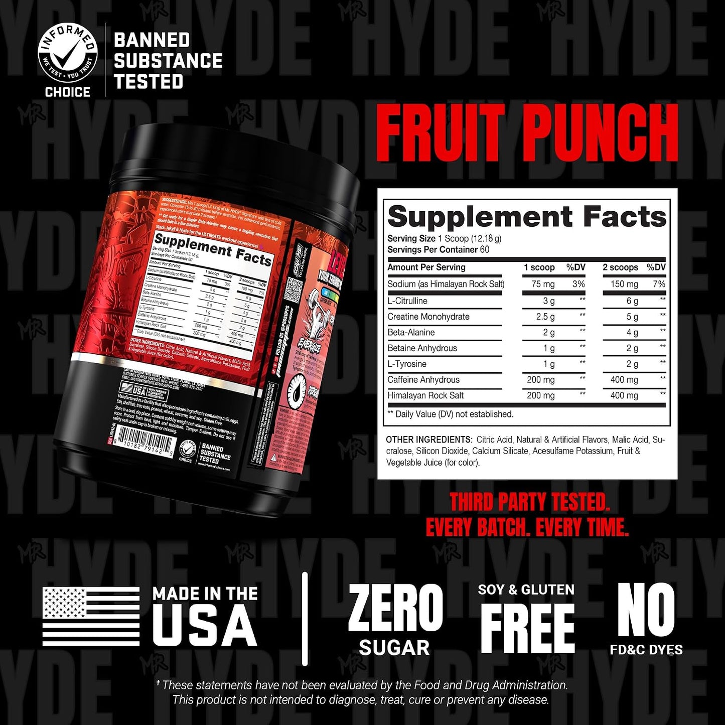 ProSupps Mr. Hyde Signature V2, Pre Workout Powder with Creatine, Beta Alanine & Caffeine - Performance, Energy & Hydration - Clean Fitness & Gym Supplements for Men & Women (Fruit Punch, 60 Servings)