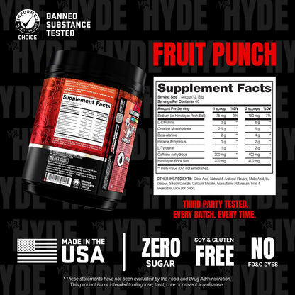 ProSupps Mr. Hyde Signature V2, Pre Workout Powder with Creatine, Beta Alanine & Caffeine - Performance, Energy & Hydration - Clean Fitness & Gym Supplements for Men & Women (Fruit Punch, 60 Servings)