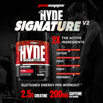 ProSupps Mr. Hyde Signature V2, Pre Workout Powder with Creatine, Beta Alanine & Caffeine - Performance, Energy & Hydration - Clean Fitness & Gym Supplements for Men & Women (Fruit Punch, 60 Servings)