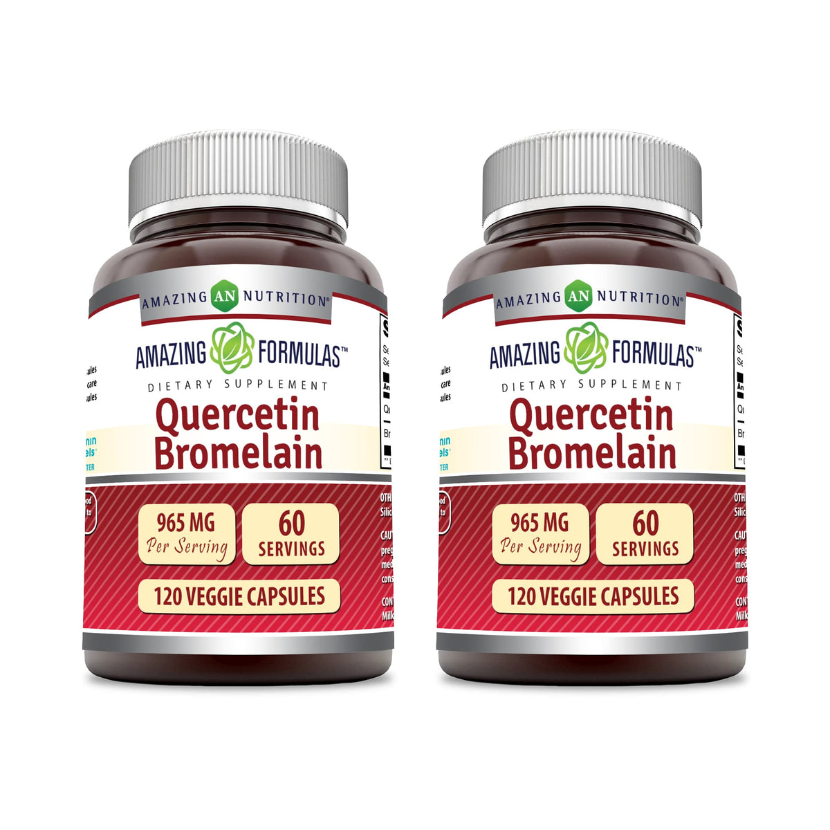Amazing Formulas Quercetin 800mg with Bromelain 165mg, 120 Veggie Capsules Supplement | Non-GMO | Gluten Free | Made in USA