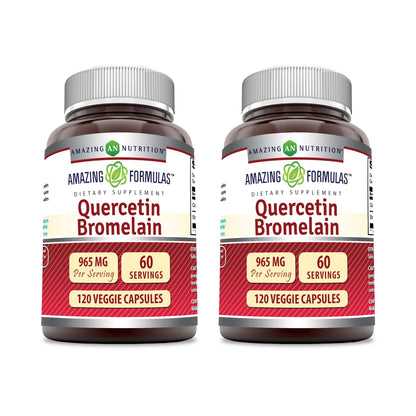 Amazing Formulas Quercetin 800mg with Bromelain 165mg, 120 Veggie Capsules Supplement | Non-GMO | Gluten Free | Made in USA