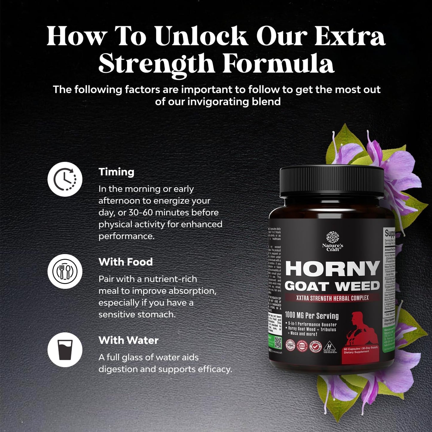 Horny Goat Weed for Men - Extra Strength Male Supplement with Black Maca Root, Tongkat Ali, Saw Palmetto & Panax Ginseng Extract for Stamina & Energy - 60 Count