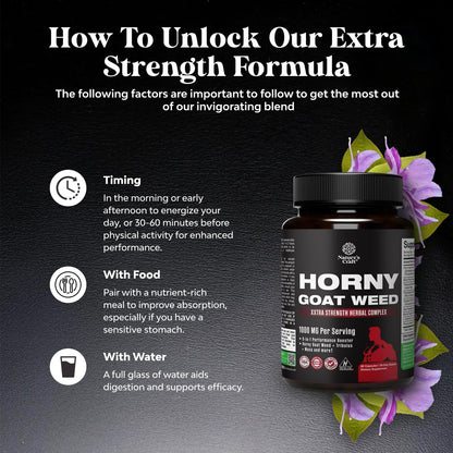 Horny Goat Weed for Men - Extra Strength Male Supplement with Black Maca Root, Tongkat Ali, Saw Palmetto & Panax Ginseng Extract for Stamina & Energy - 60 Count