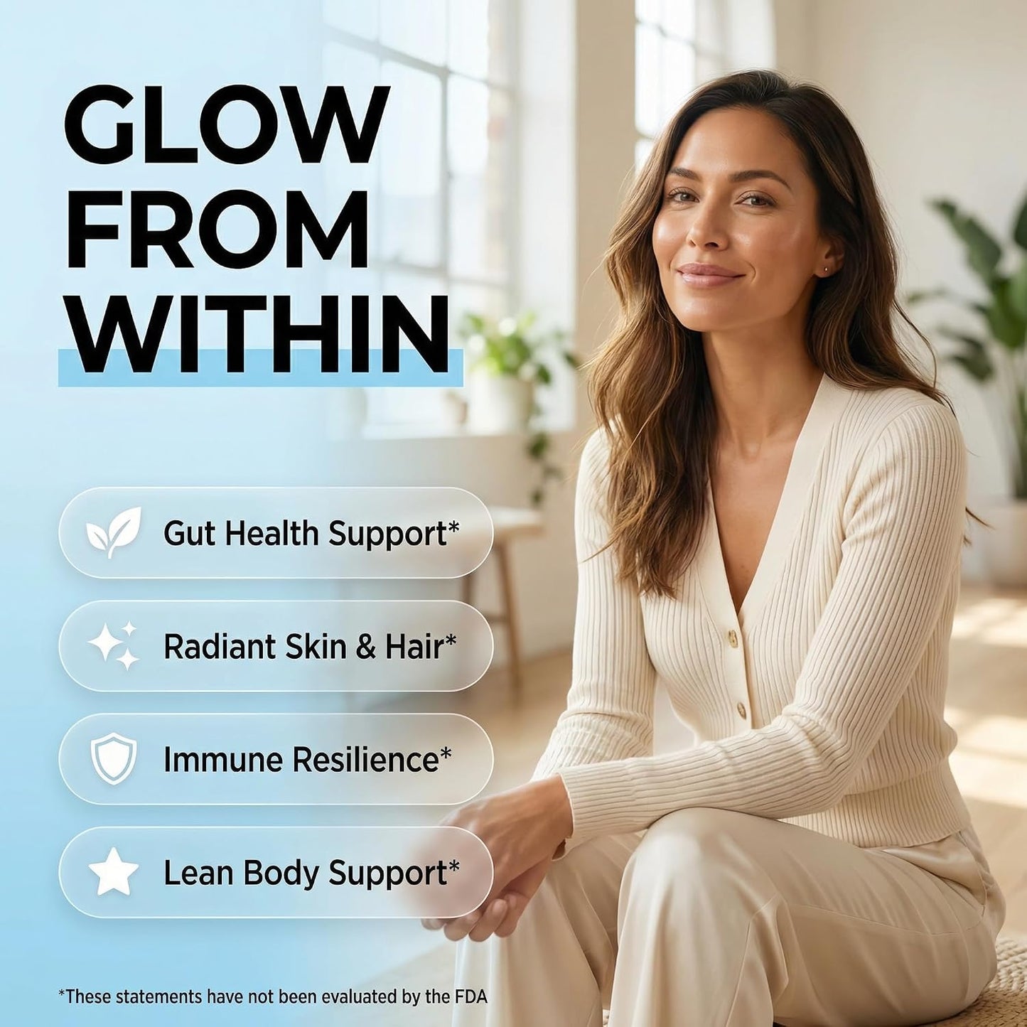 Bovine Colostrum Powder + Collagen Peptides with L-Glutamine L-Lysine Prebiotics Probiotics Digestive Enzymes Vitamin D K2 C Quercetin & Folate | Gut Health Supplement Internal Glow By Clean Nutra