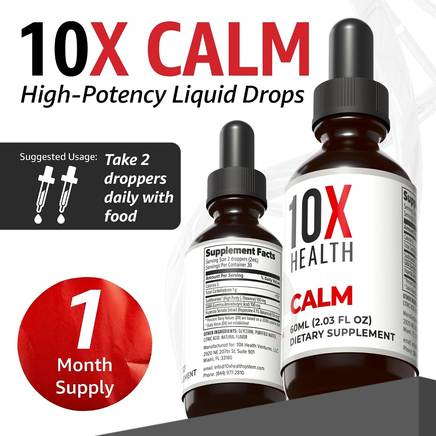 10X Health Methylated Multivitamin - Daily + Calm Kit | Multinutrient Capsules + L-Theanine & GABA Liquid Drops, 2-Pack Bundle