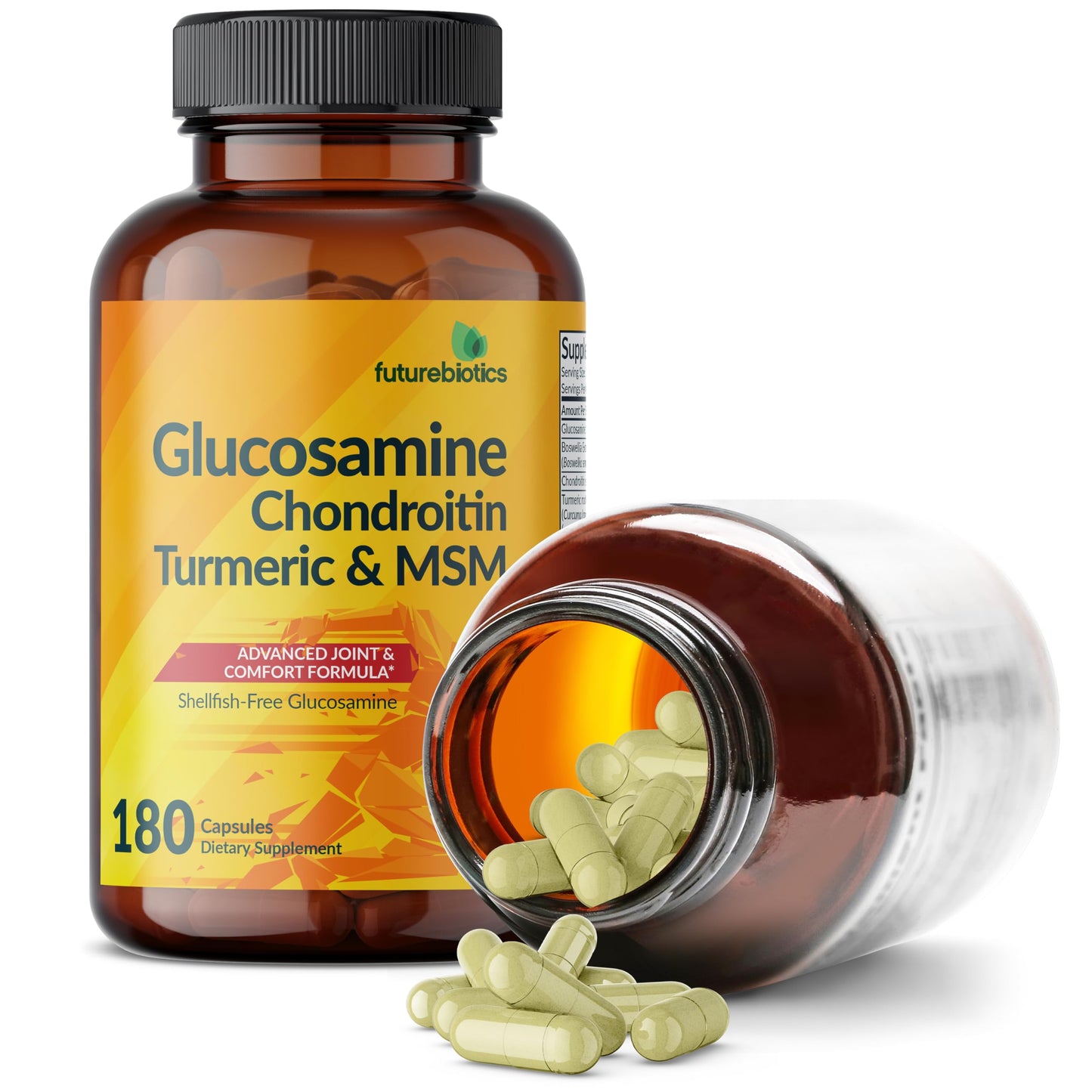 Futurebiotics Glucosamine Chondroitin Turmeric & MSM Advanced Joint Formula, Supports Healthy Joints & Mobility - Non-GMO, 90 Capsules