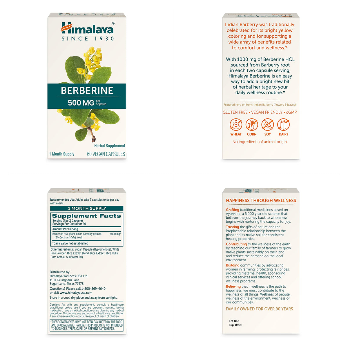 Himalaya Berberine Supplement, Berberine HCL 1000 mg per Serving, Herbal Supplement for Supporting Normal Metabolism, Immune, and Digestive Health - Vegan, Gluten Free, 60 Vegetarian Capsules