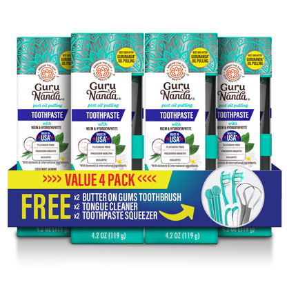GuruNanda Hydroxyapatite Toothpaste with Neem, SLS & Fluoride Free, 4.2oz