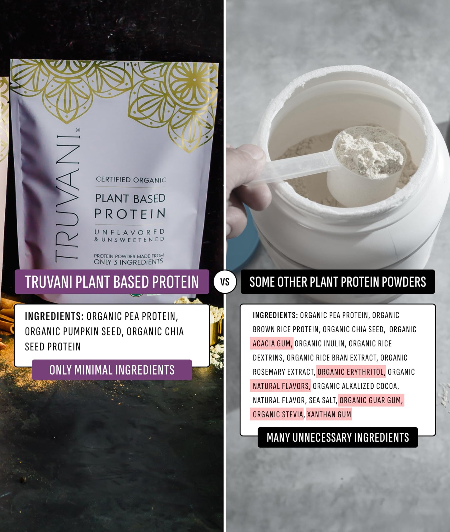 Truvani Organic Plant Based Protein Powder | Vanilla | 18 Servings | Vegan | 20g Pea Protein | Keto | Gluten & Dairy Free | Low Carb | No Added Sugar
