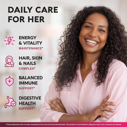 Multivitamin for Women - B-Complex | Whole Foods | Hair Growth Support | Digestion & Metabolism | Iron - 47in1 Womens Multivitamin - Bioavailable & Gentle on Stomach - 90 Capsules, 3 Month Supply