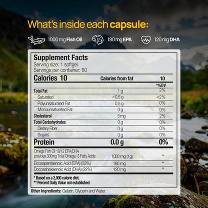 Paleolife - Premium Paleomega Fish Oil. Fresh Natural Fish Oil from Danish Trout - 1500 mg. 60 Soft Capsules (1-Pack)