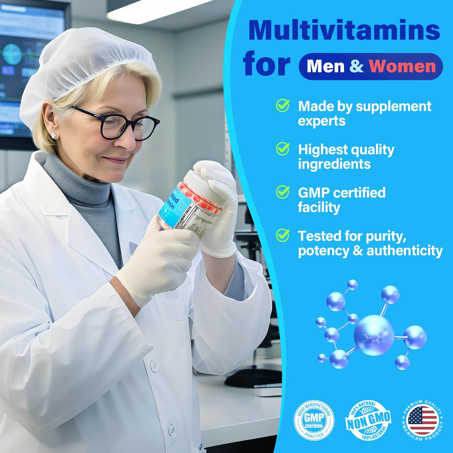 Methylated Multivitamin for Women & Men Gummies w/ Omega-3, Calcium, D3 K2, Methylfolate & B12, TMG, Daily Vitamins, Mag, CoQ10, Probiotic for 18 30 40 50 60 70+, Overall Health - Vegan, Sugar Free