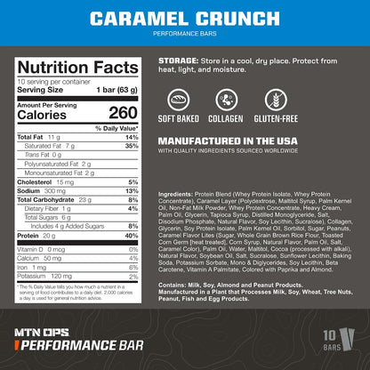 MTN OPS Performance High Protein Bars, Caramel Crunch