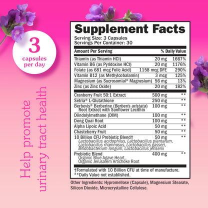 Seraphina 2-in-1 Vaginal Probiotics for Women + Hormone Balance - 90 Capsules for Complete Feminine