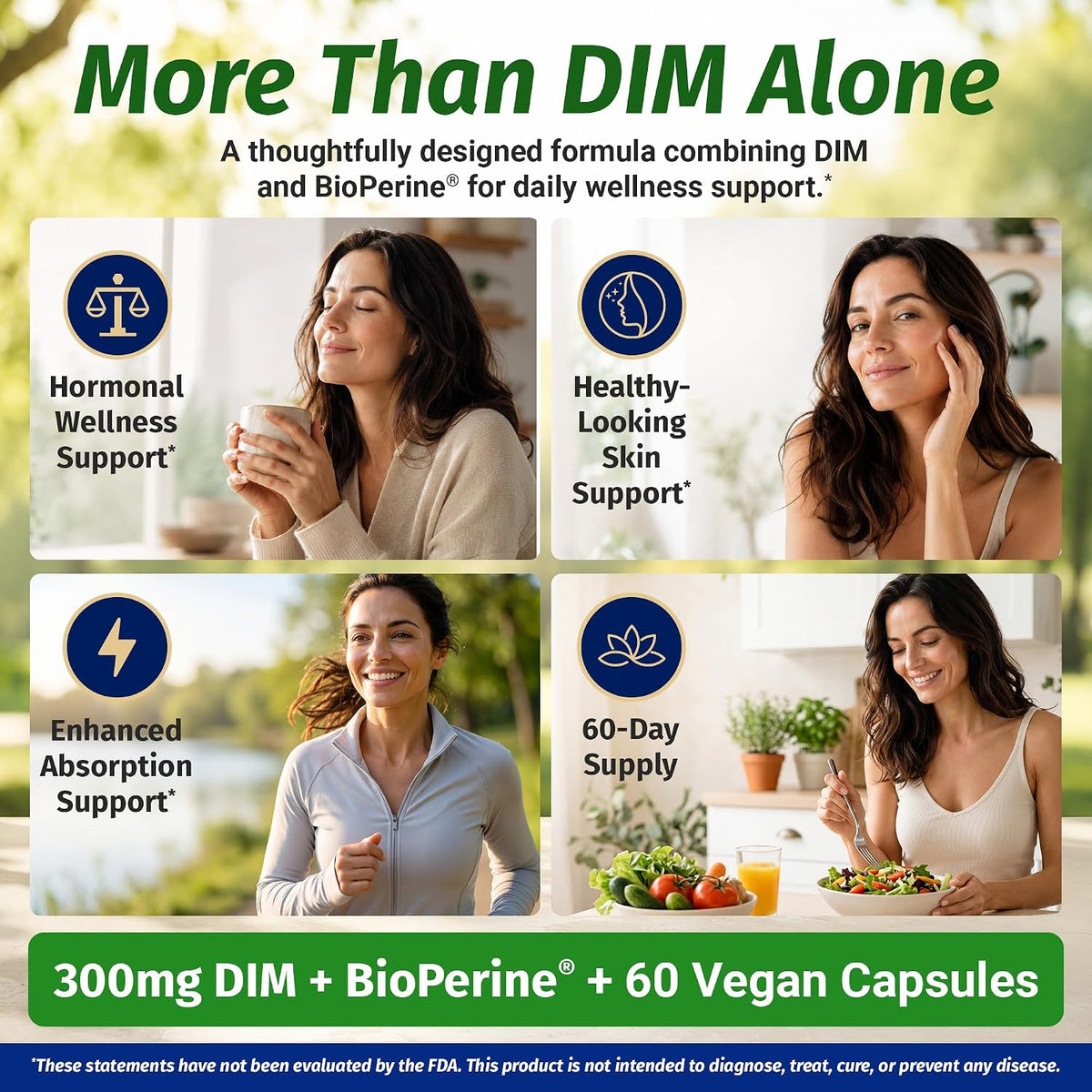 DIM Complex 300mg with BioPerine Supports Hormone Balance 60 Vegan Capsules