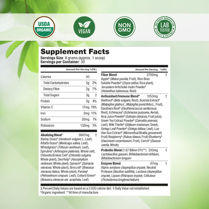 Super Greens Daily Greens Superfood Powder - Certified USDA Organic Green Powder