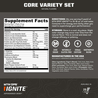 MTN OPS Ignite Energy Powder, Zero Sugar, Tiger's Blood