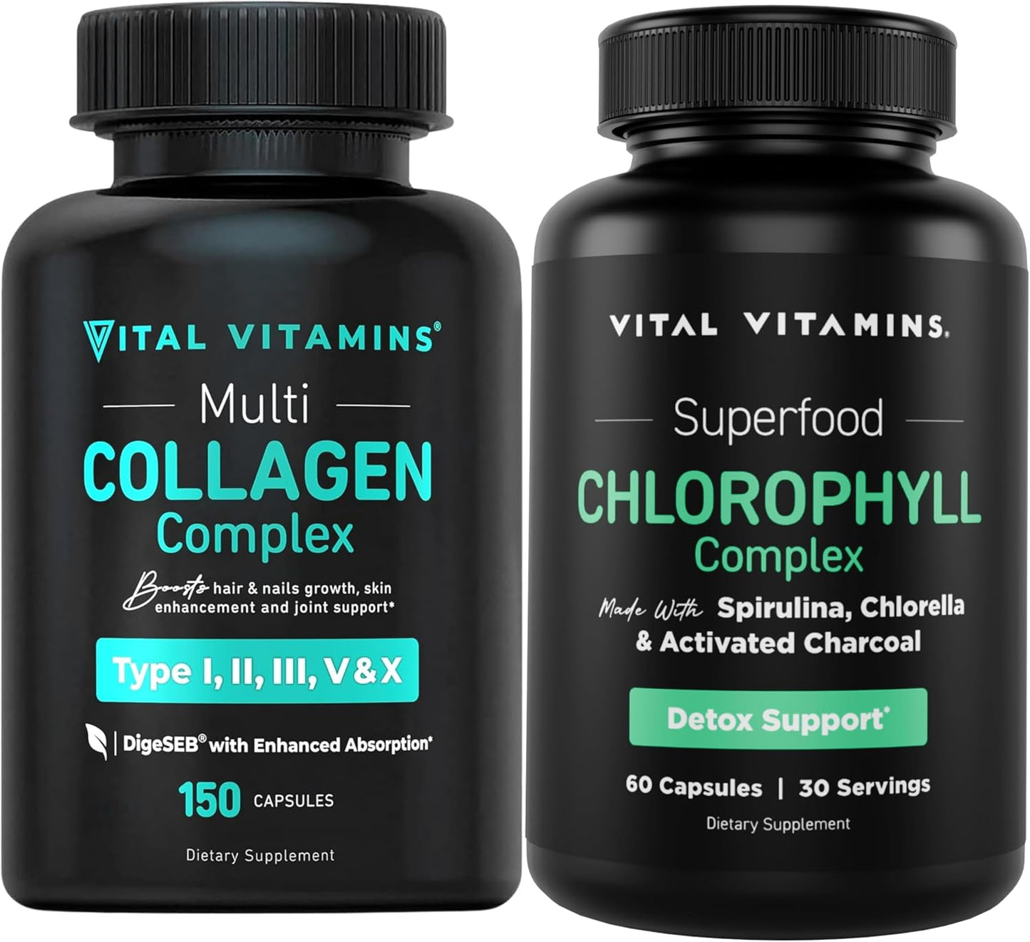 Vital Vitamins Multi Collagen Capsules + Chlorophyll Complex Capsules