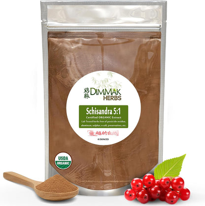 Organic Schisandra Berry Extract 5:1 (Wu Wei Zi)- The Five Flavor Adaptogen for Liver Detox, Glowing Skin & Mental Focus- Stress Relief Tonic (4oz)
