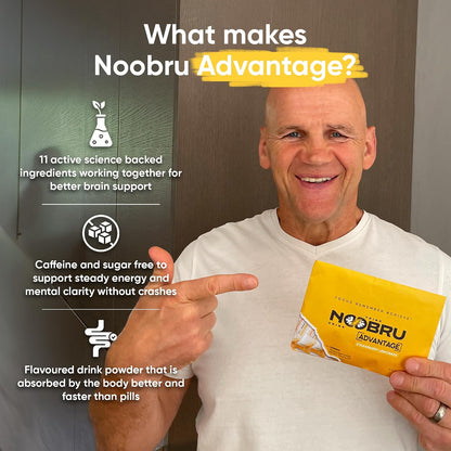 Noobru Аdvantage Nootropic - Delicious Nootropics Brain Supplement with 11 Active Ingredients - Natural Cognitive Enhancer - 20 Strawberry Lemonade Sachets - 1 Month Supply, 20 Count (Pack of 1)