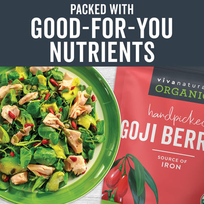 Viva Naturals Organic Dried Goji Berries, 1 lb (454 g) – Non-GMO, Vegan Wolfberries, Perfect for Goji Berry Tea, Smoothies, Baking & Snacking