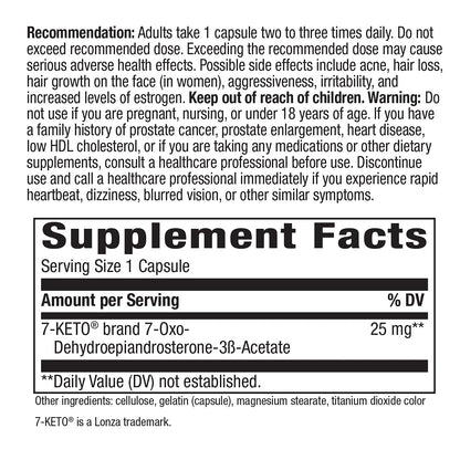 Nature's Way 7-KETO, DHEA Metabolite, Metabolism Support Supplement*, 25mg Potency