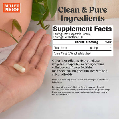 Bulletproof Liposomal Glutathione Force Antioxidant Capsules, 30 Count, Supplement for Liver & Immune Support, 30 Servings