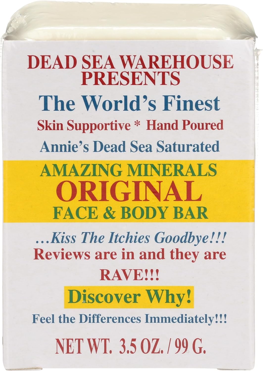 Dead Sea Warehouse - Dead Sea Salt Soap Bar - Original Face & Body Bar - Hydrating Mineral Soap for All Skin Types, Fragrance-Free - 3.5 oz