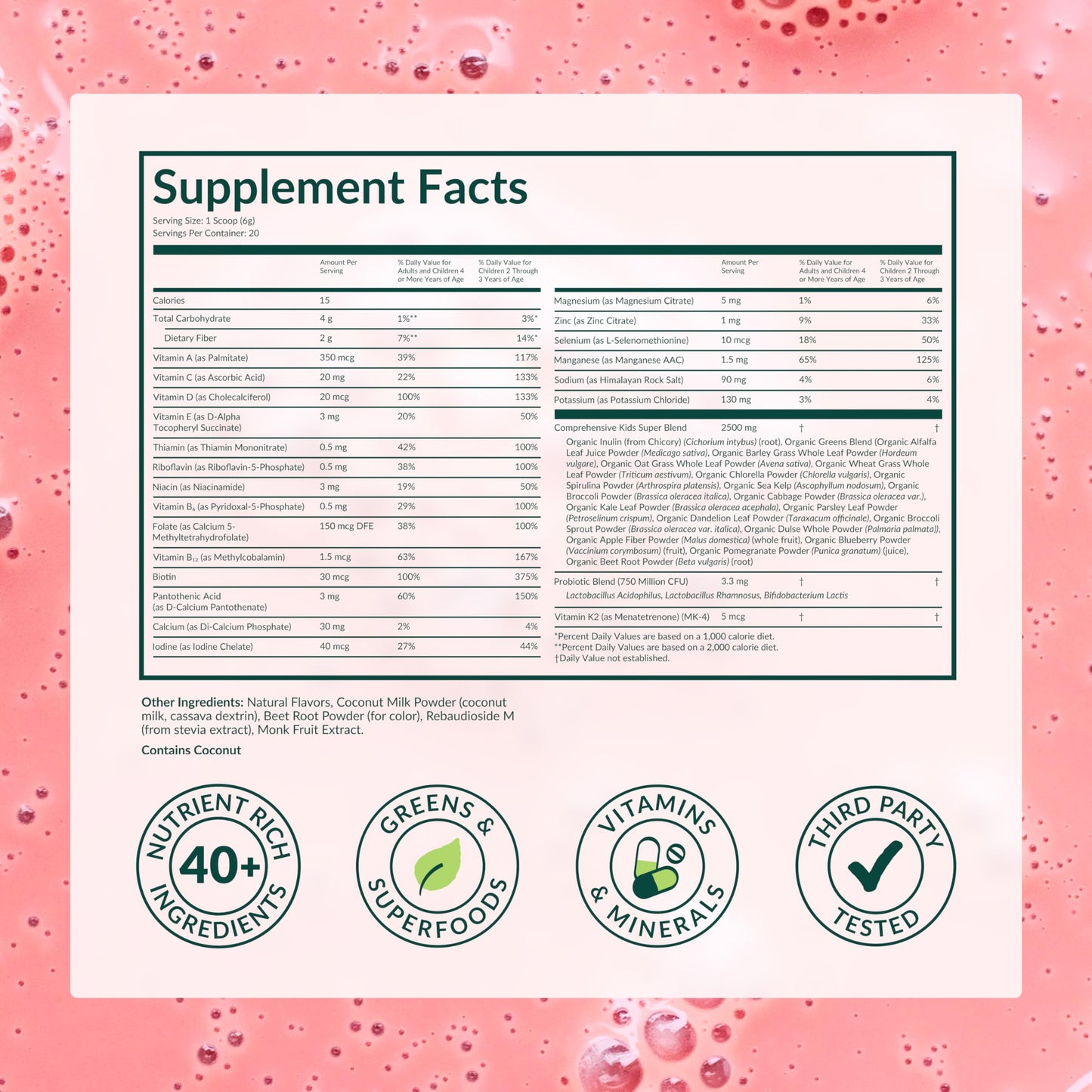 BEAM Kids Multivitamin Powder – Kids Vitamins with Greens, Probiotic & Prebiotic, Immune Support for Children & Toddlers, No Artificial Sweeteners, for Picky Eaters, 20 Servings, Chocolate Flavor