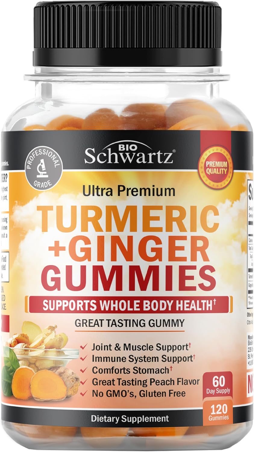 Turmeric Curcumin with Ginger Gummies, Peach Flavor, 120 Count