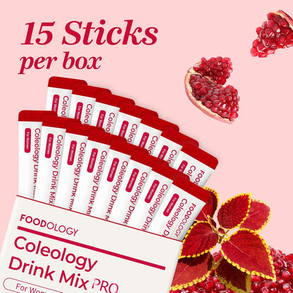 FOODOLOGY Coleology Drink Mix PRO | 3,000mg Prebiotic Fiber & Metabolism Support | Daily Pomegranate Stick Powder for Gut Health & Weight Management | 15 Sticks