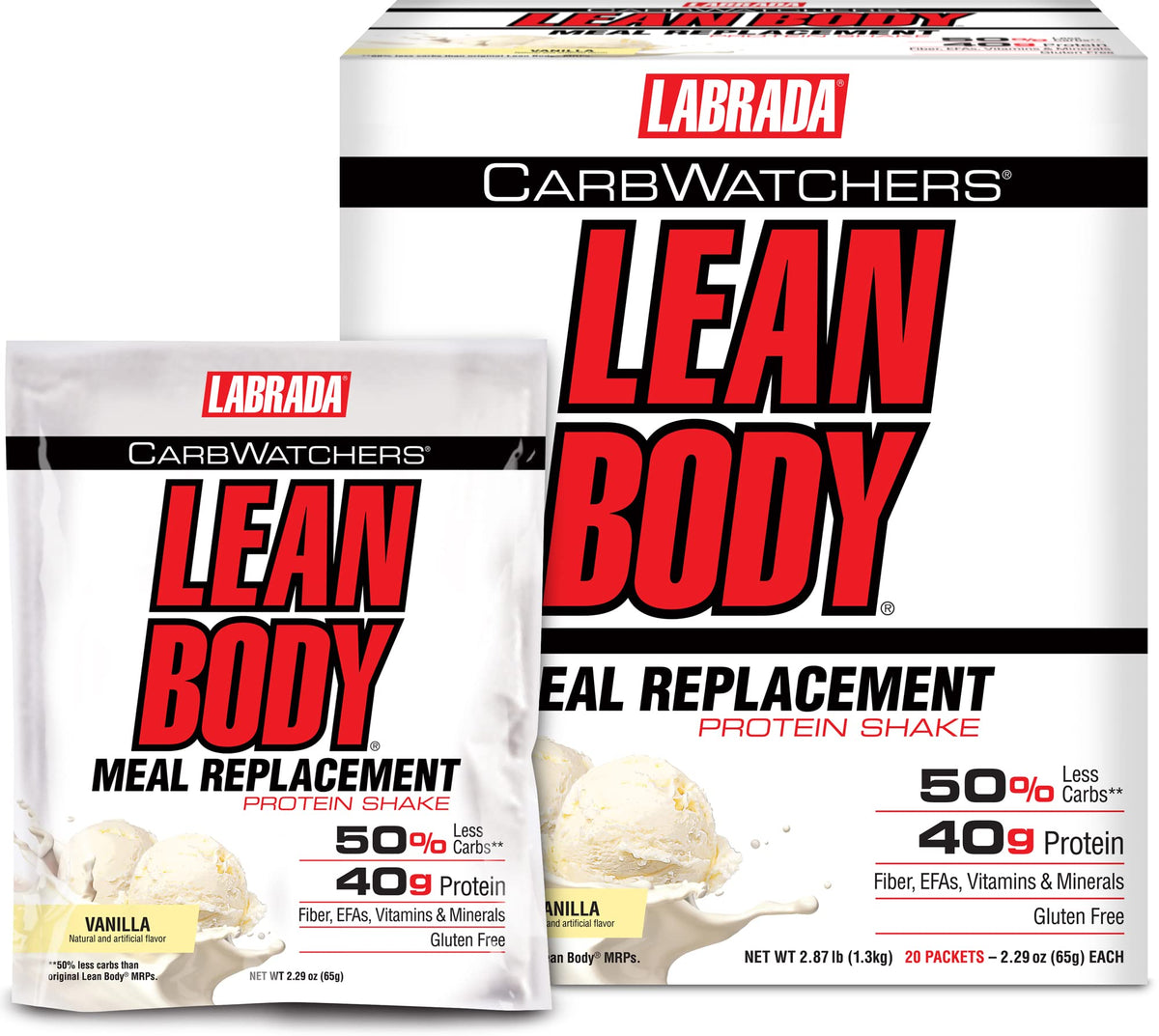 Lean Body Carb Watchers, All-In-One Vanilla Meal Replacement Shake. 40g Protein Whey 