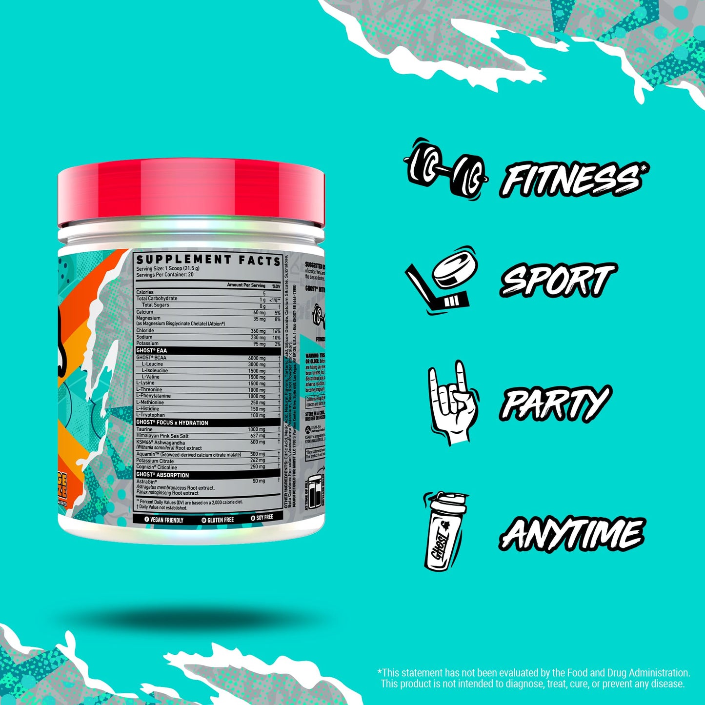 GHOST Intra Workout Powder, Welch's Grape - BCAAs &, EAAs, Nootropics & Hydration - Essential & Branch Chain Amino Acids Supports Muscle Recovery & Focus - Pre, Intra & Post Workout Powders