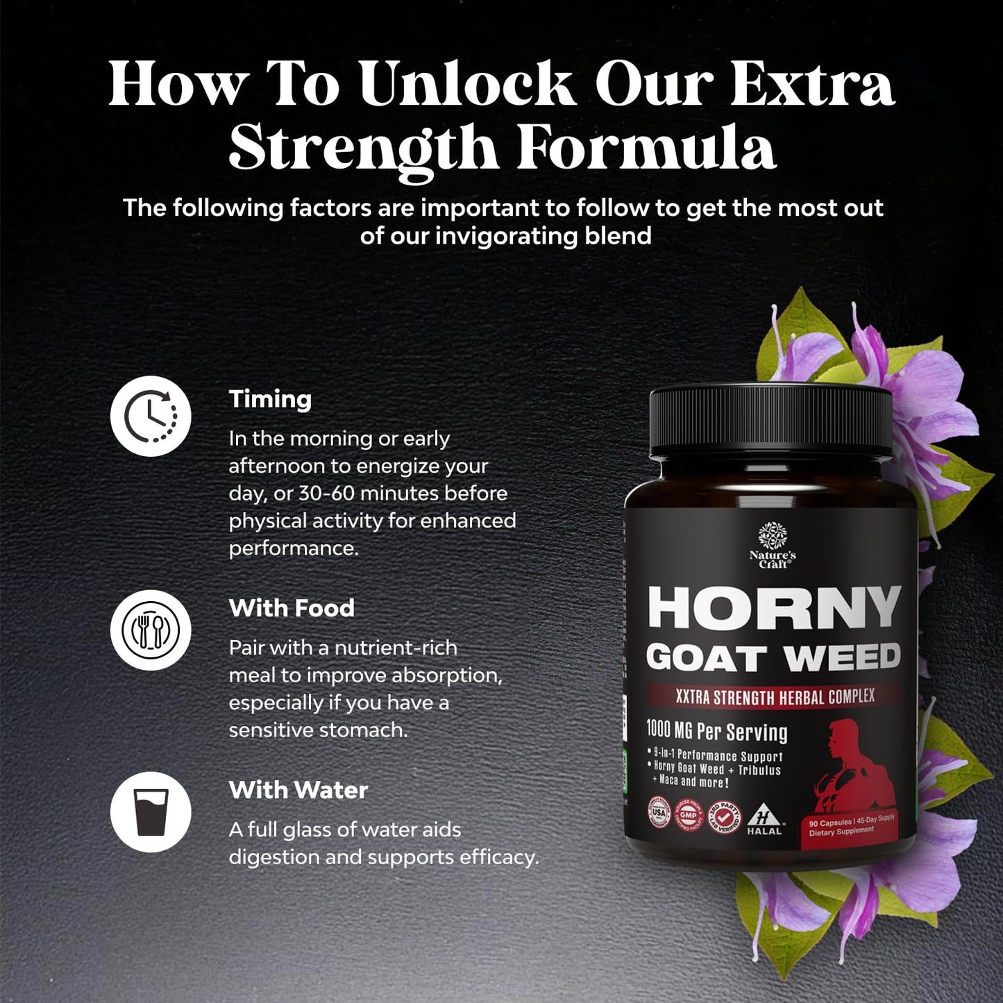 Horny Goat Weed for Men - Extra Strength Male Supplement with Black Maca Root, Tongkat Ali, Saw Palmetto & Panax Ginseng Extract for Stamina & Energy - 60 Count