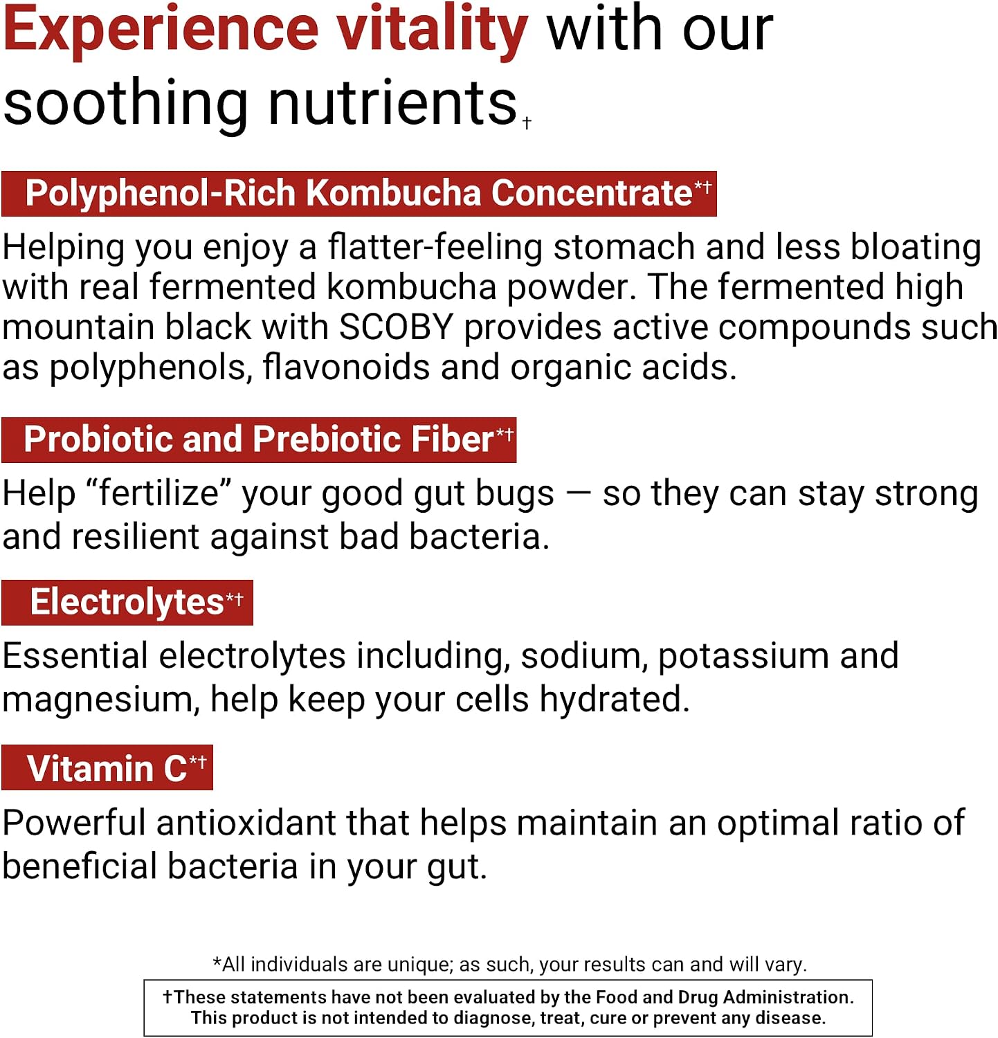 ACTIVATEDYOU Daily Digestive Tonic Kombucha - Support Healthy Digestion & Youthful, Long-Lasting Energy- Prebiotic Fiber, Probiotics, Postbiotics, Vitamin C, Berry Lemonade Flavor (30 Servings)