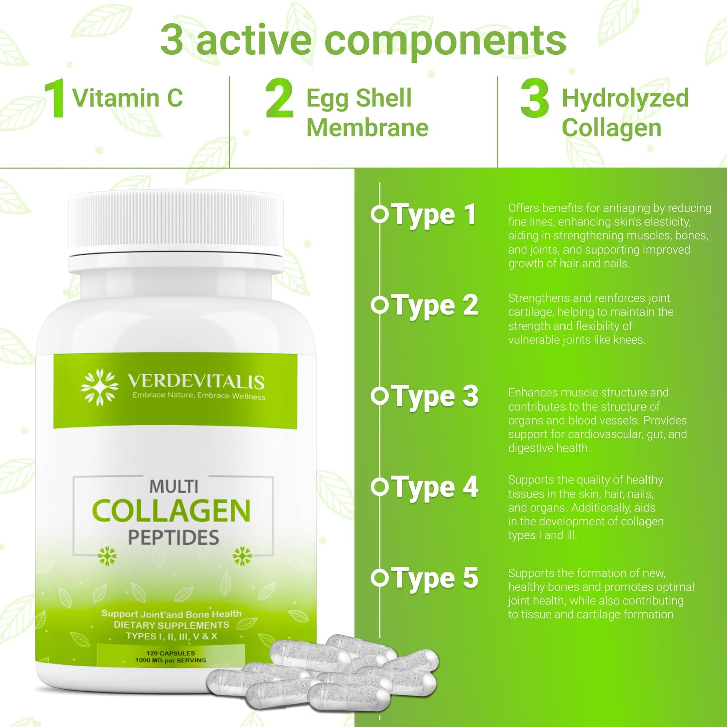 Fish Collagen Peptides Capsules – 100 Capsules | Fish Collagen Peptides | Supports Hair, Skin, Nails, Joints & Bones | Gluten-Free, Non-GMO | Made in USA