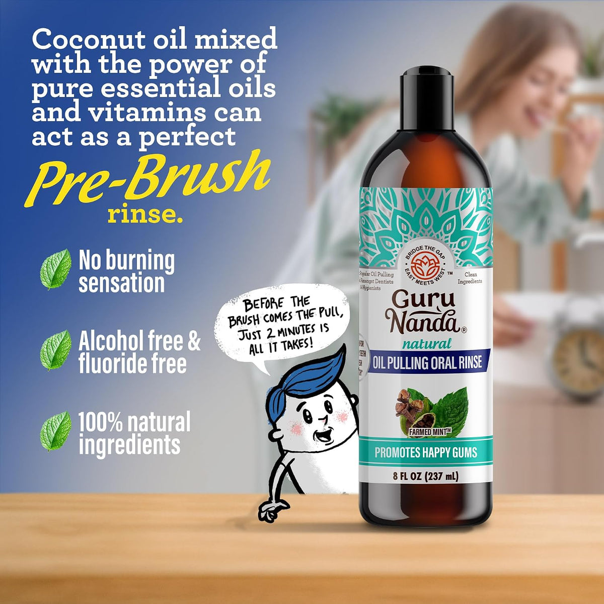 GuruNanda Daily Oral Care Bundle – Hydroxyapatite Toothpaste & Coconut Oil Pulling Mouthwash for Stronger Teeth & Happier Gums