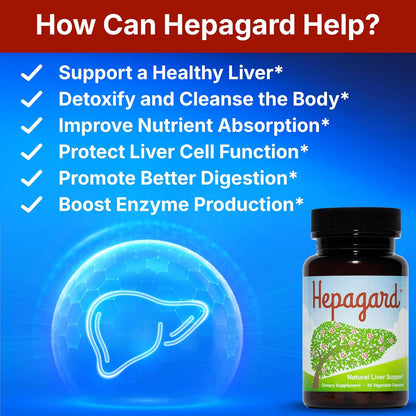 Hepagard Natural Liver Support Supplement with NAC, Vegan, Gluten-Free | Promotes Healthy Liver Function, Detox, and Cleanse with Milk Thistle for Less Bloating and Better Digestion, 30-Day Supply
