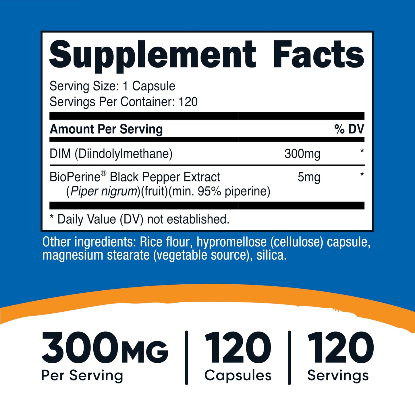 Nutricost DIM (Diindolylmethane) Plus BioPerine 300mg, 120 Vegetarian Capsules - Up to 4 Month Supply, Max Strength DIM Supplement